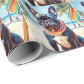 Französischer Bulldog am Strand, Sommergeschenk fü Geschenkpapier (Rolleneckpunkt)