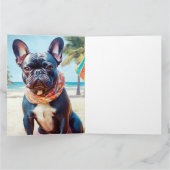 Französischer Bulldog am Strand, Sommergeschenk fü Karte (Innenseite)