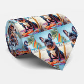 Französischer Bulldog am Strand, Sommergeschenk fü Krawatte (Gerollt)