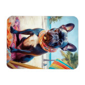 Französischer Bulldog am Strand, Sommergeschenk fü Magnet (Horizontal)