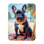 Französischer Bulldog am Strand, Sommergeschenk fü Magnet (Vertikal)