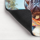 Französischer Bulldog am Strand, Sommergeschenk fü Mousepad (Ecke)