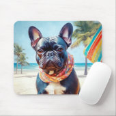 Französischer Bulldog am Strand, Sommergeschenk fü Mousepad (Mit Mouse)