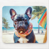 Französischer Bulldog am Strand, Sommergeschenk fü Mousepad (Vorne)