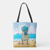 Französischer Bulldog am Strand Tasche (Rückseite)