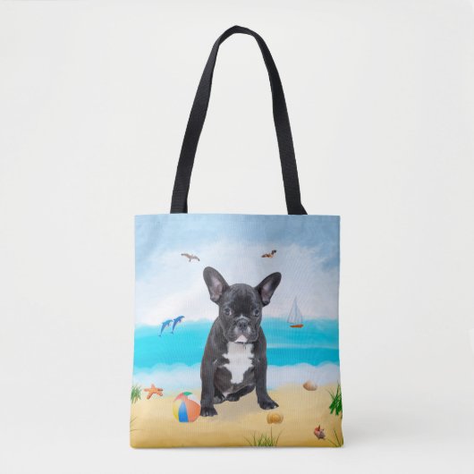 Französischer Bulldog am Strand Tasche (Vorderseite)