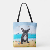 Französischer Bulldog am Strand Tasche (Rückseite)