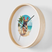 Französischer Bulldog am Strand Uhr (Winkel)