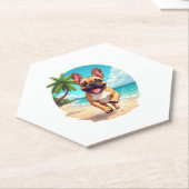 Französischer Bulldog am Strand Untersetzer (angewinkelt)