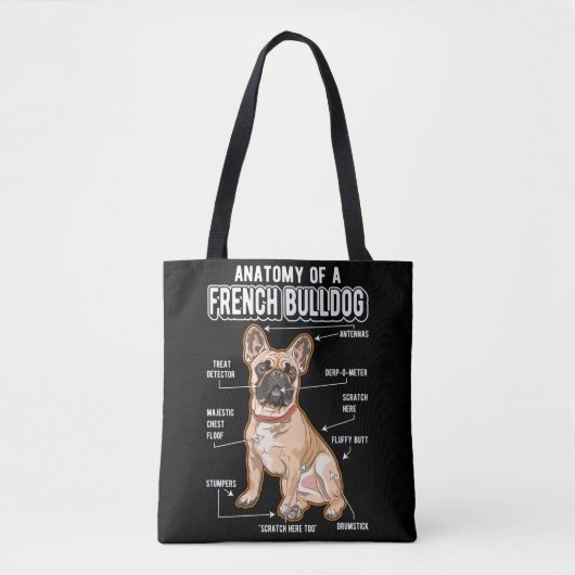 Französischer Bulldog Anatomie Funny Dog Tasche (Vorderseite)