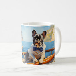 Französischer Bulldog auf einer Yacht Kaffeetasse