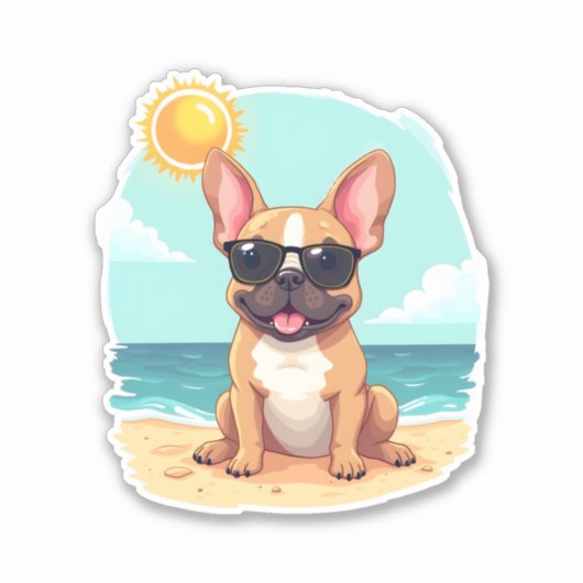 Französischer Bulldog auf Urlaub Aufkleber (Vorderseite)