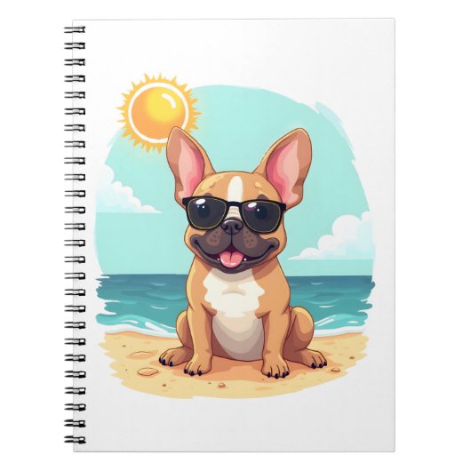 Französischer Bulldog auf Urlaub Notizblock (Vorderseite)