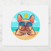 Französischer Bulldog auf Urlaub Schaumweinetikett (Einzelnes Label)