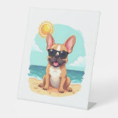 Französischer Bulldog auf Urlaub Sockelschild (Vorderseite)