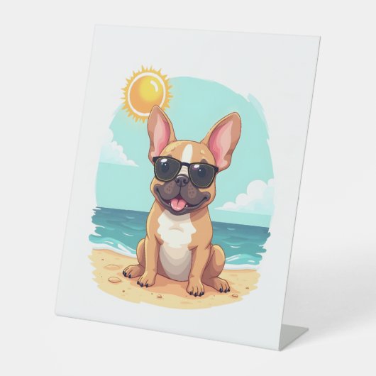 Französischer Bulldog auf Urlaub Sockelschild (Vorderseite)