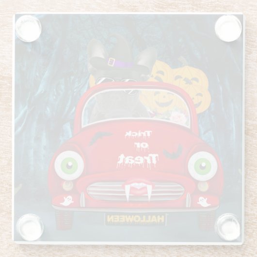 Französischer Bulldog Autofahrer Beängstigend Hall Glasuntersetzer (Rückseite)