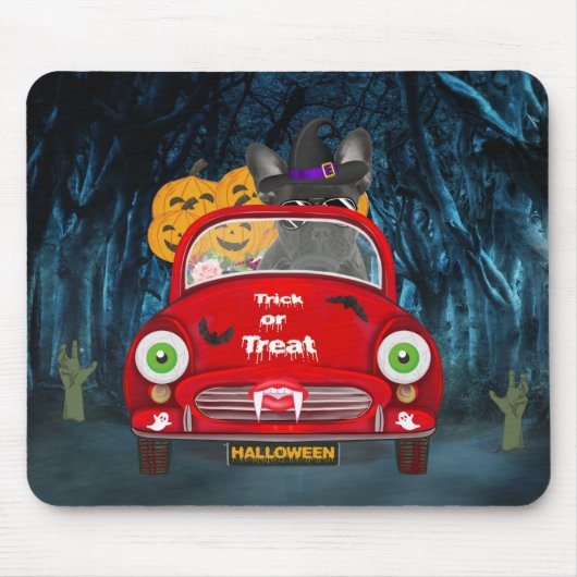 Französischer Bulldog Autofahrer Beängstigend Hall Mousepad (Vorne)