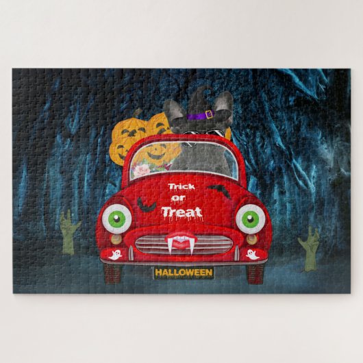 Französischer Bulldog Autofahrer Beängstigend Hall Puzzle (Horizontal)