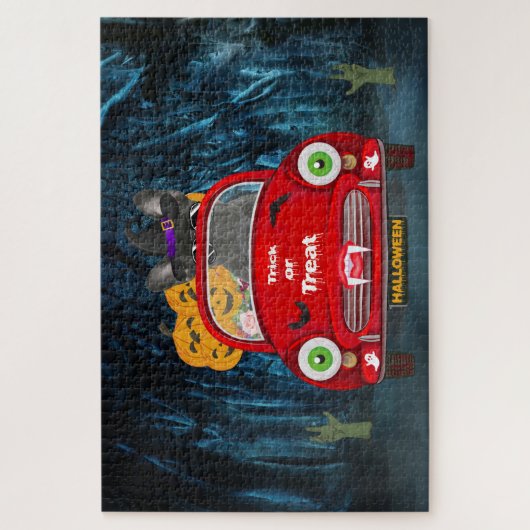 Französischer Bulldog Autofahrer Beängstigend Hall Puzzle (Vertikal)