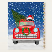 Französischer Bulldog Autofahrer im Schnee Weihnac Planer (Rückseite)