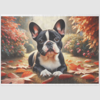 Französischer Bulldog Autumn Leaves Decoupage Seidenpapier