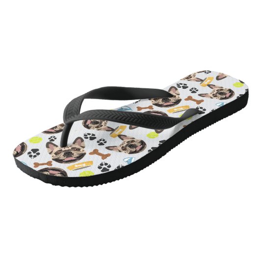 Französischer Bulldog Badesandalen (Schrägansicht)