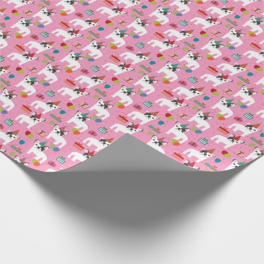Französischer Bulldog Birthday Pink Geschenkpapier (Ecke)