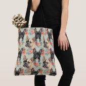 Französischer Bulldog & Blume Tote Tasche (Von Nahem)