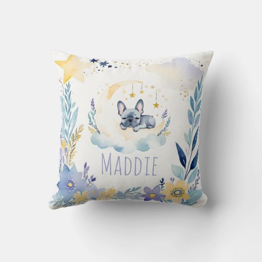 Französischer Bulldog Boho Name Kinderzimmer Pillo Kissen (Rückseite)