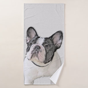Französischer Bulldog (Brindle Pied) Malerei - Hun Badhandtuch Set