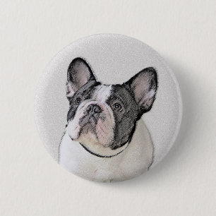 Französischer Bulldog (Brindle Pied) Malerei - Hun Button