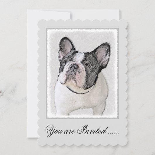 Französischer Bulldog (Brindle Pied) Malerei - Hun Einladung (Vorderseite)