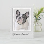 Französischer Bulldog (Brindle Pied) Malerei - Hun Einladung (Stehend Vorderseite)
