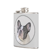 Französischer Bulldog (Brindle Pied) Malerei - Hun Flachmann (Links)