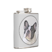 Französischer Bulldog (Brindle Pied) Malerei - Hun Flachmann (Rechts)