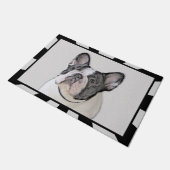Französischer Bulldog (Brindle Pied) Malerei - Hun Fußmatte (Schrägansicht)