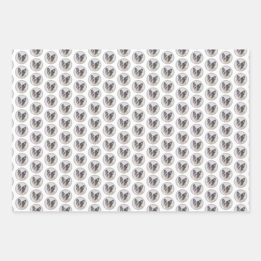 Französischer Bulldog (Brindle Pied) Malerei - Hun Geschenkpapier Set (Vorderseite 2)