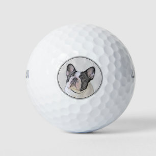 Französischer Bulldog (Brindle Pied) Malerei - Hun Golfball