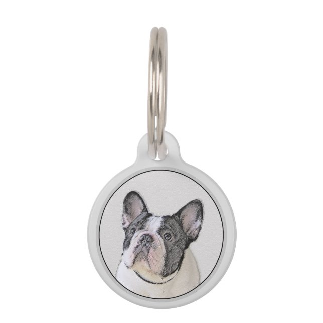 Französischer Bulldog (Brindle Pied) Malerei - Hun Haustiermarke (Vorderseite)