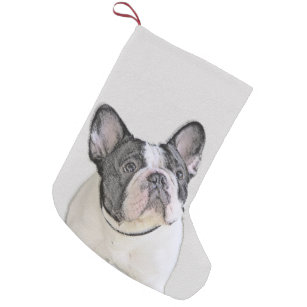 Französischer Bulldog (Brindle Pied) Malerei - Hun Kleiner Weihnachtsstrumpf