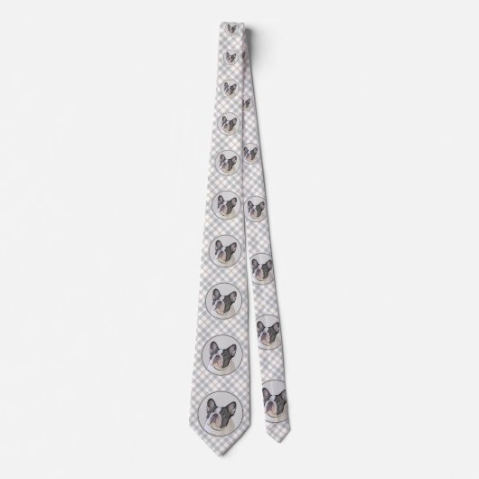 Französischer Bulldog (Brindle Pied) Malerei - Hun Krawatte (Vorderseite)