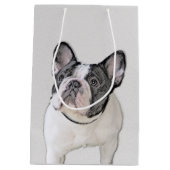 Französischer Bulldog (Brindle Pied) Malerei - Hun Mittlere Geschenktüte (Rückseite)