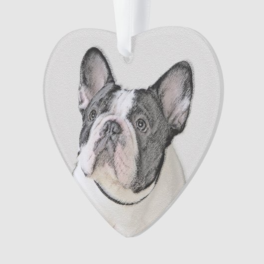 Französischer Bulldog (Brindle Pied) Malerei - Hun Ornament (Vorderseite)