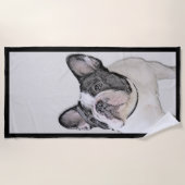Französischer Bulldog (Brindle Pied) Malerei - Hun Strandtuch (Vorderseite)