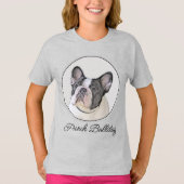 Französischer Bulldog (Brindle Pied) Malerei - Hun T-Shirt (Vorderseite)