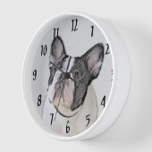 Französischer Bulldog (Brindle Pied) Malerei - Hun Uhr (Winkel)