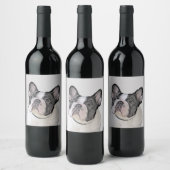 Französischer Bulldog (Brindle Pied) Malerei - Hun Weinetikett (Flaschen)