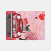 Französischer Bulldog Car mit Herz Valentins Fleecedecke (Vorderseite (Horizontal))