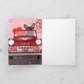Französischer Bulldog Car mit Herz Valentins Karte (Innenseite)